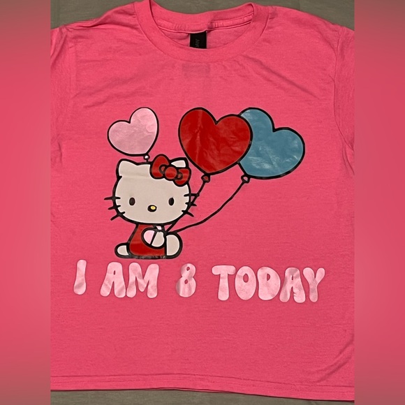 Hello Kitty Pink Birthday T-Shirt “8” Gildan Sz XS - Picture 2 of 6